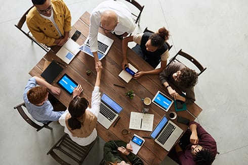 Team around a table