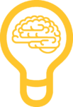 Light bulb with brain inside icon