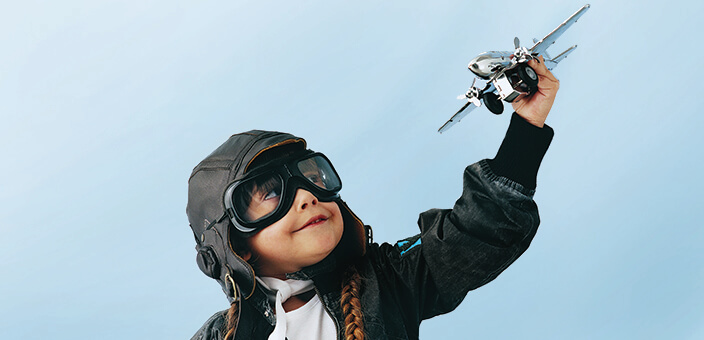 boy with toy plane