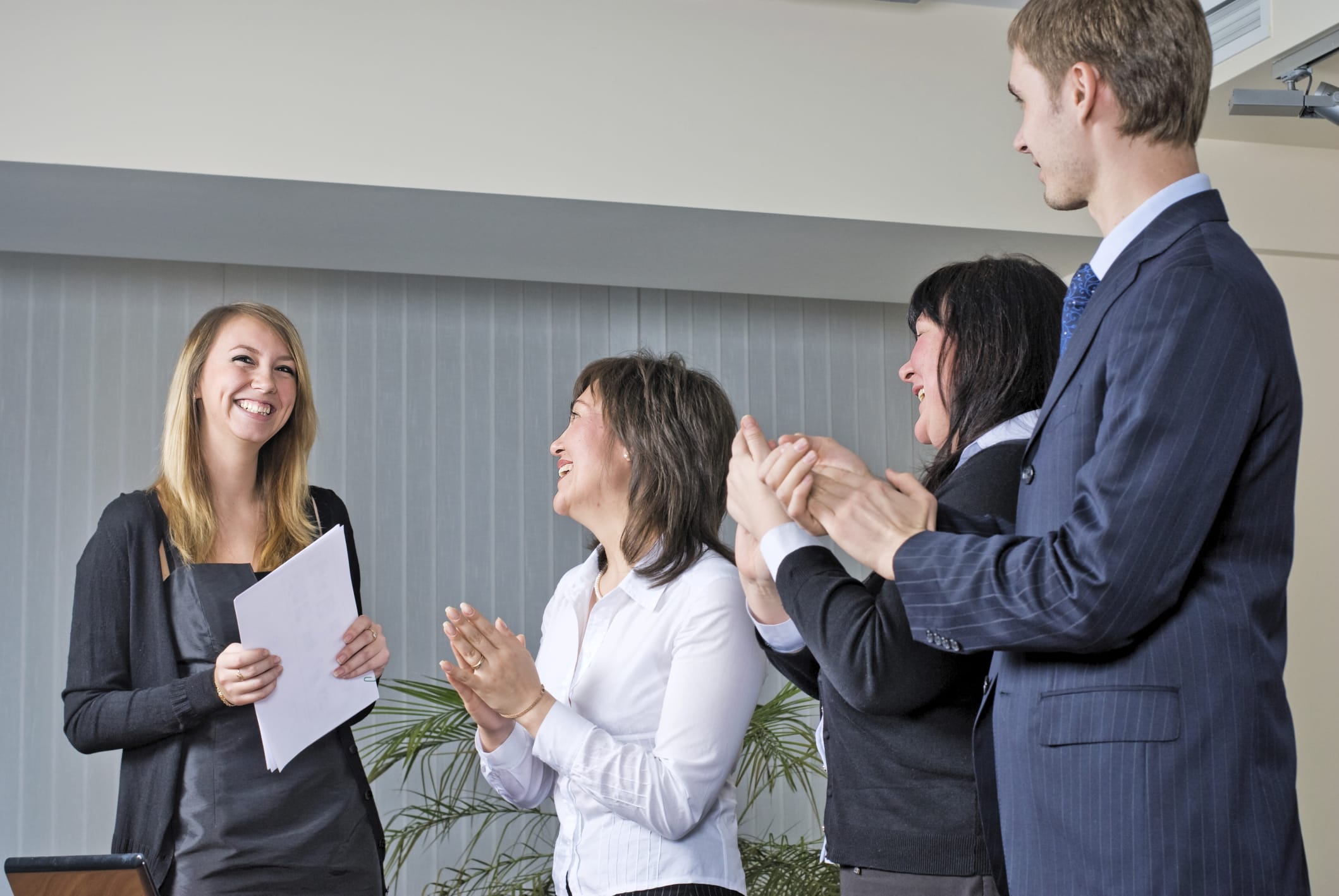 Girls business presentation applause