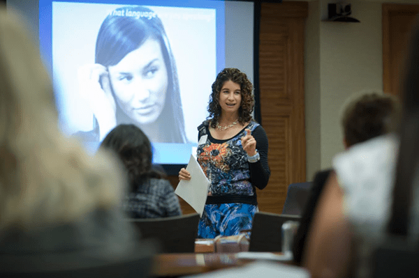 Image of Julie Holunga leading a training