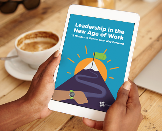 Tablet with the cover for Leadership in the New Age of Wrok