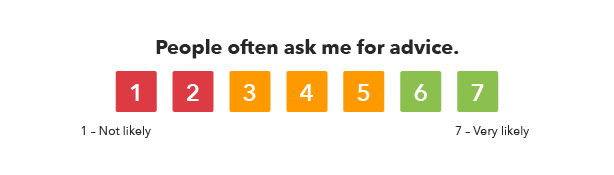 Survey question asking individuals to rate how often people ask them for advice
