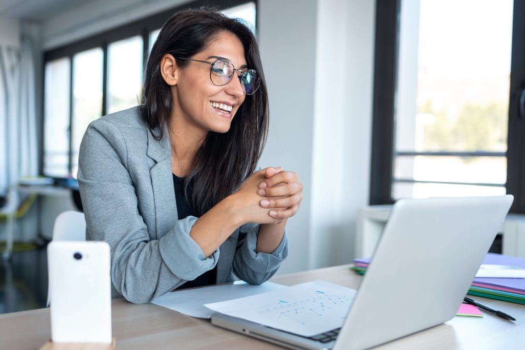 Manager in a virtual meeting