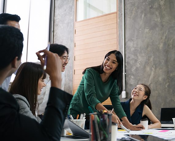 woman leading group in meeting