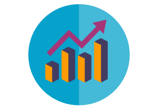 Bar chart with arrow going up